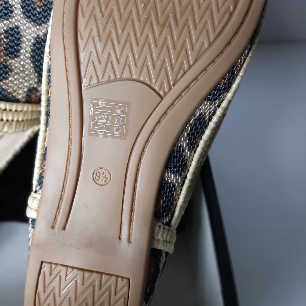 Pelle moda leopard flats rattan trim size 8.5 - Picture 4 of 4